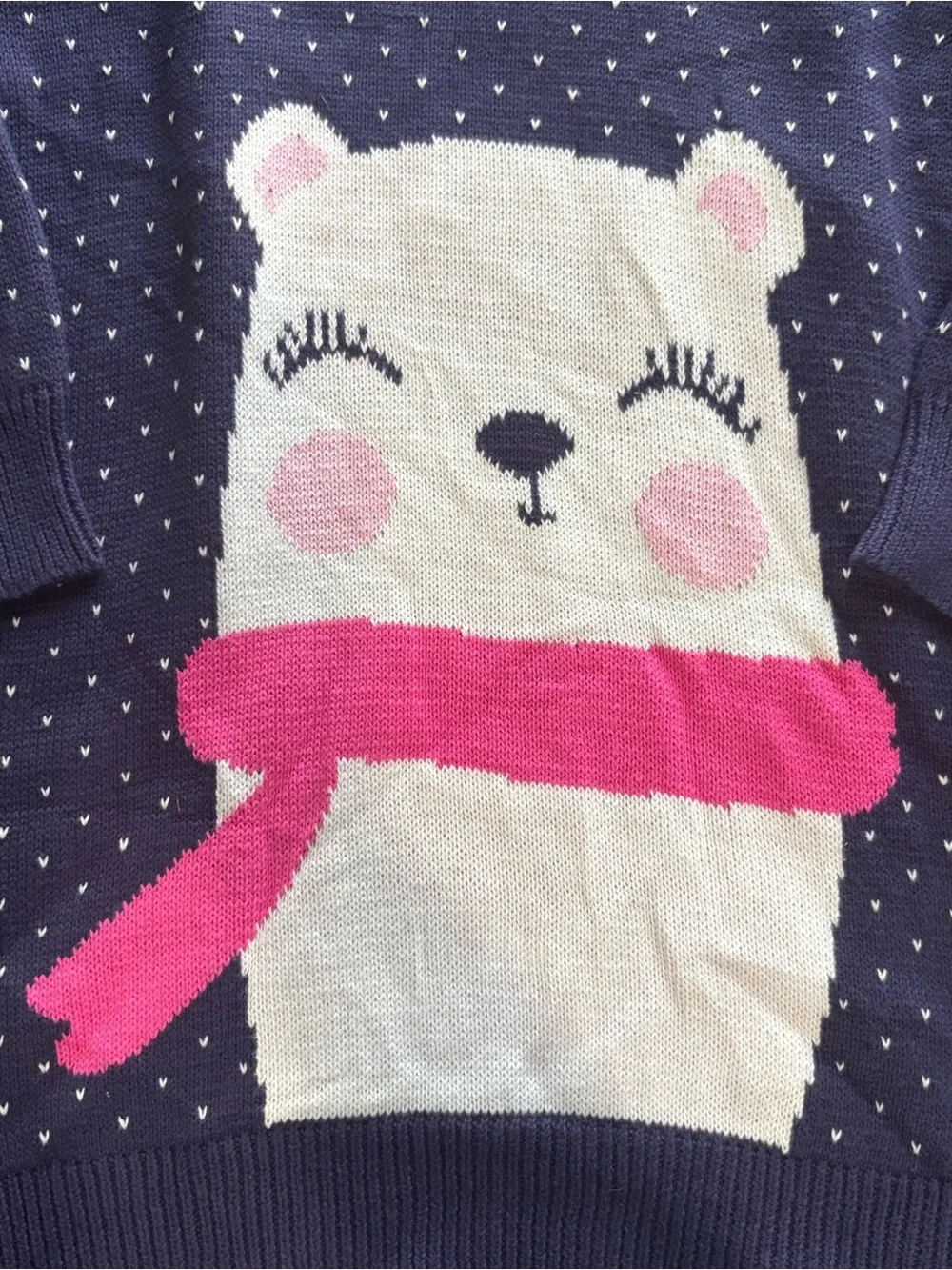 Gymboree Fair Isle Flurry Polar Bear Sweater Dress Girls Size 6 Navy Pink